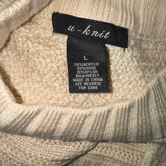 U-Knit NEW! Mixed Stitch Pullover Mock-Neck Sweater, Wool blend Size Large - Picture 2 of 13